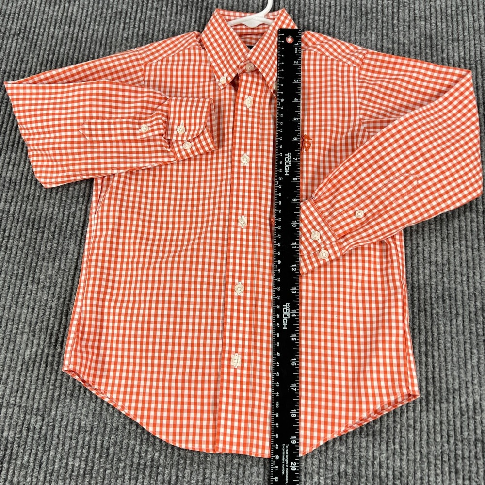 Brooks Brothers Shirt Boys XS Extra Small Orange Check Long Sleeve Button Down - Picture 9 of 13